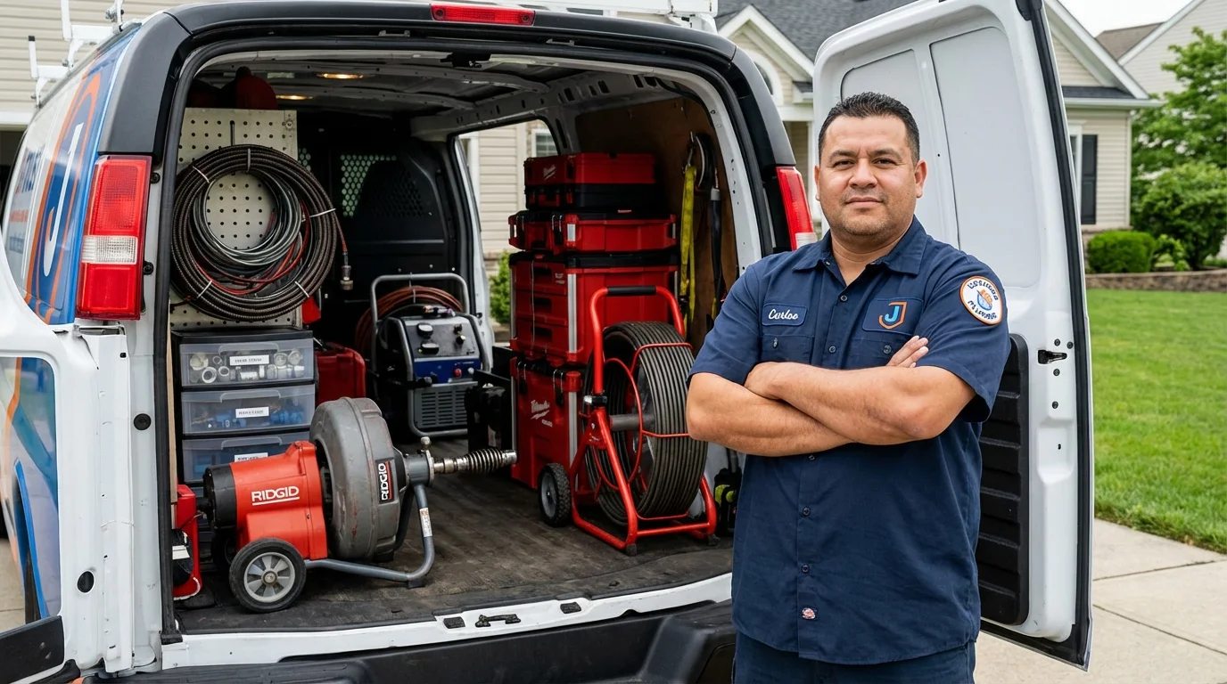 Professional drain cleaning equipment and Johns Plumbing LLC plumber in Virginia