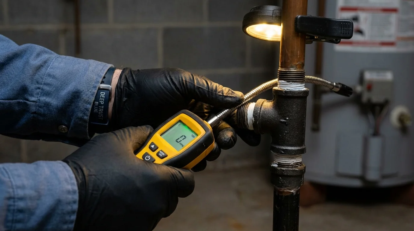 Gas leak detection with electronic sniffer by Johns Plumbing LLC in Virginia