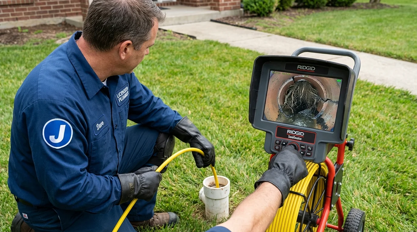 Sewer camera inspection being performed by Johns Plumbing LLC in Virginia